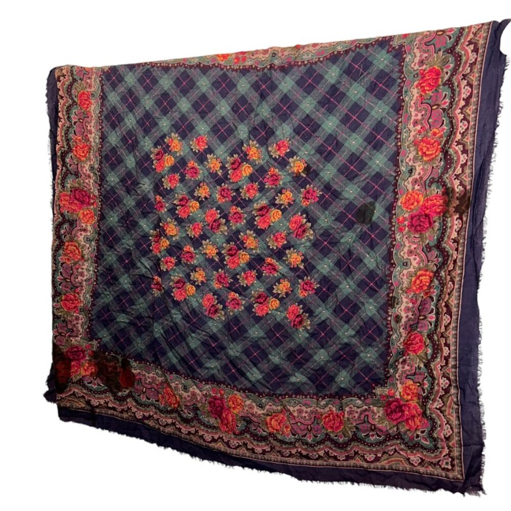 Almar Vintage Italian rich saturated colors blue black watch tartan plai…